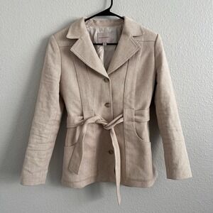 Banana Republic Women's Sz 6 Norfolk Linen Blend Jacket Coat Herringbone